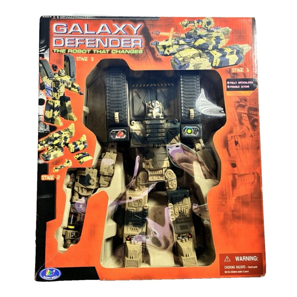 Galaxy Defender Transforming Robot Changes Figure Tank 2004 Happy Well #20741
